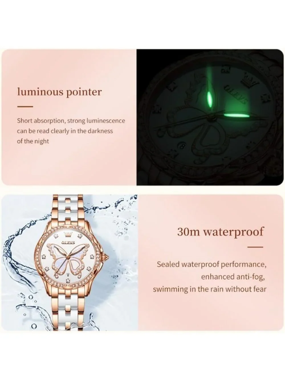 Women's Two Tone Strap with White Dial Stainless Steel Waterproof Date Watches